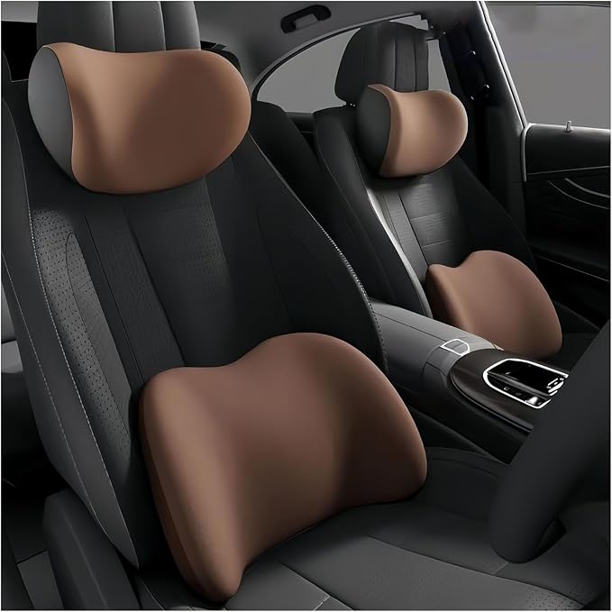 Car Lumbar Support Pillow and Car Neck Pillow Kit for Jaguar F Pace 2016-2020 2021 2022 2023 2024 2025 2026, Car Seat Neck Back Rest Pillows, Ergonomic Car Seat Headrest & Lumbar Cushion