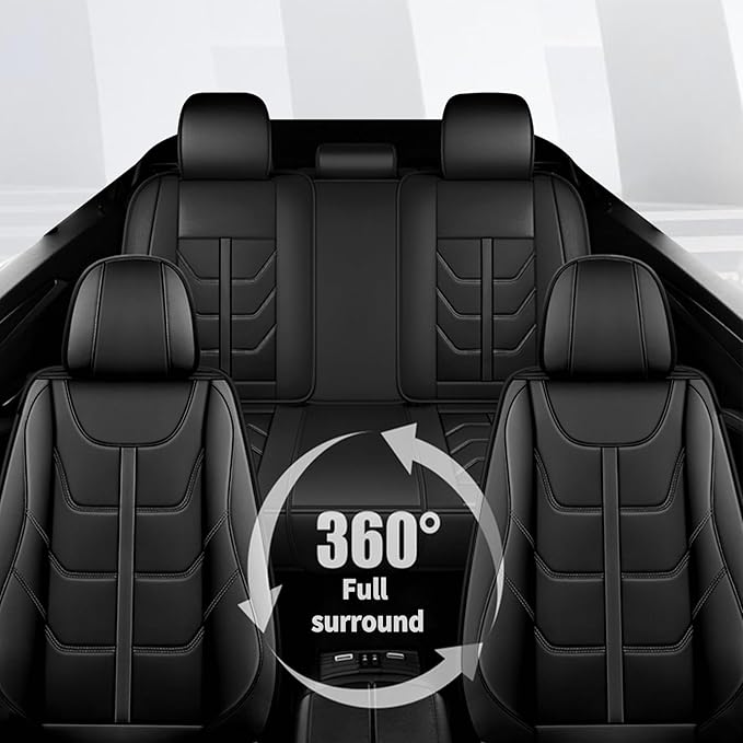 TTX LIGHTING Car Seat Covers fit for Nissan Rogue Sport 2017-2022 Full Set: Premium Leather Automotive Seat Cover with Airbag Compatible Waterproof (5 Seats, Black)