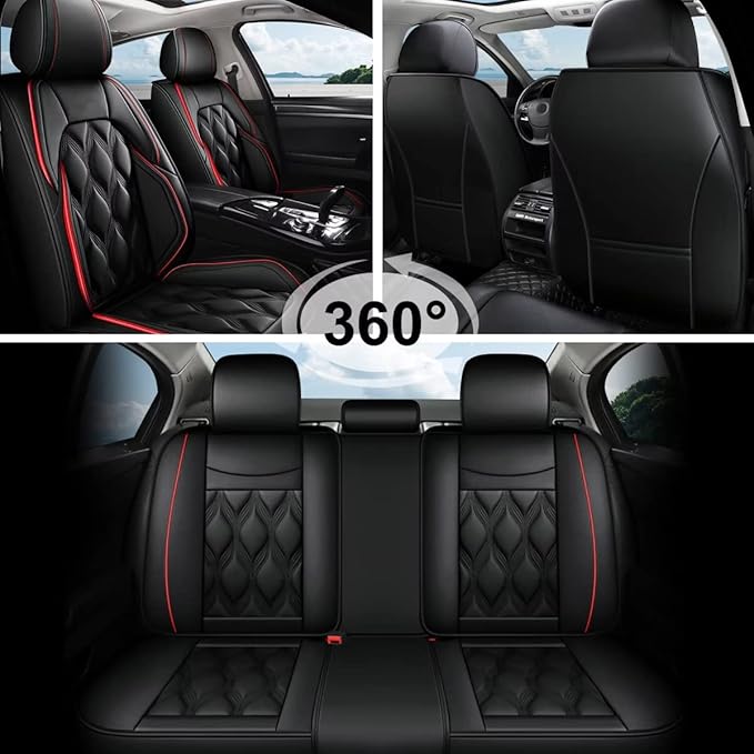 AOMSAZTO Car Seat Covers, Fit for Nissan Murano 2011-2025 2026, Leather Car Seat Cover Seat Cushion Protector,Airbag Compatible Waterproof Full Set 5 Seats Custom Black