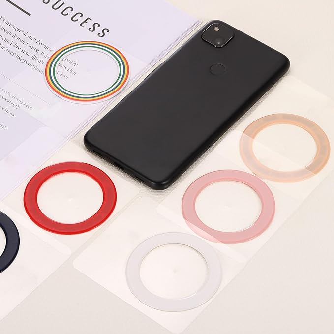 uxcell Magnetic Adapter Ring, 2Pcs Magnetic Sticker Ring ABS Universal Magnet Wireless Charging Conversion Kit for Mobile Phone Case Wireless Charger, White