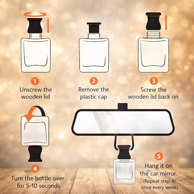 Gift Paradise® Citrus Sunshine Car Air Freshener Set of 3 (10 ml Each) – Hanging Diffuser Bottles with Wooden Cap, Fresh Lemon Orange Citrus Scent for Car, Home & Office, Long-Lasting Summer Fragrance