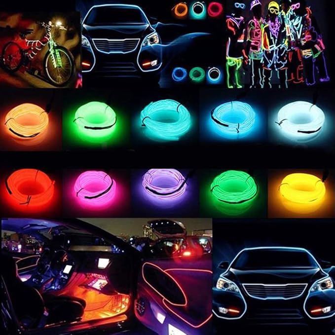 ABALDI El Wire Neon Light, Car Interior LED Lights for Xmas Halloween Christmas Car Interior Decoration(3m/9ft, Green)