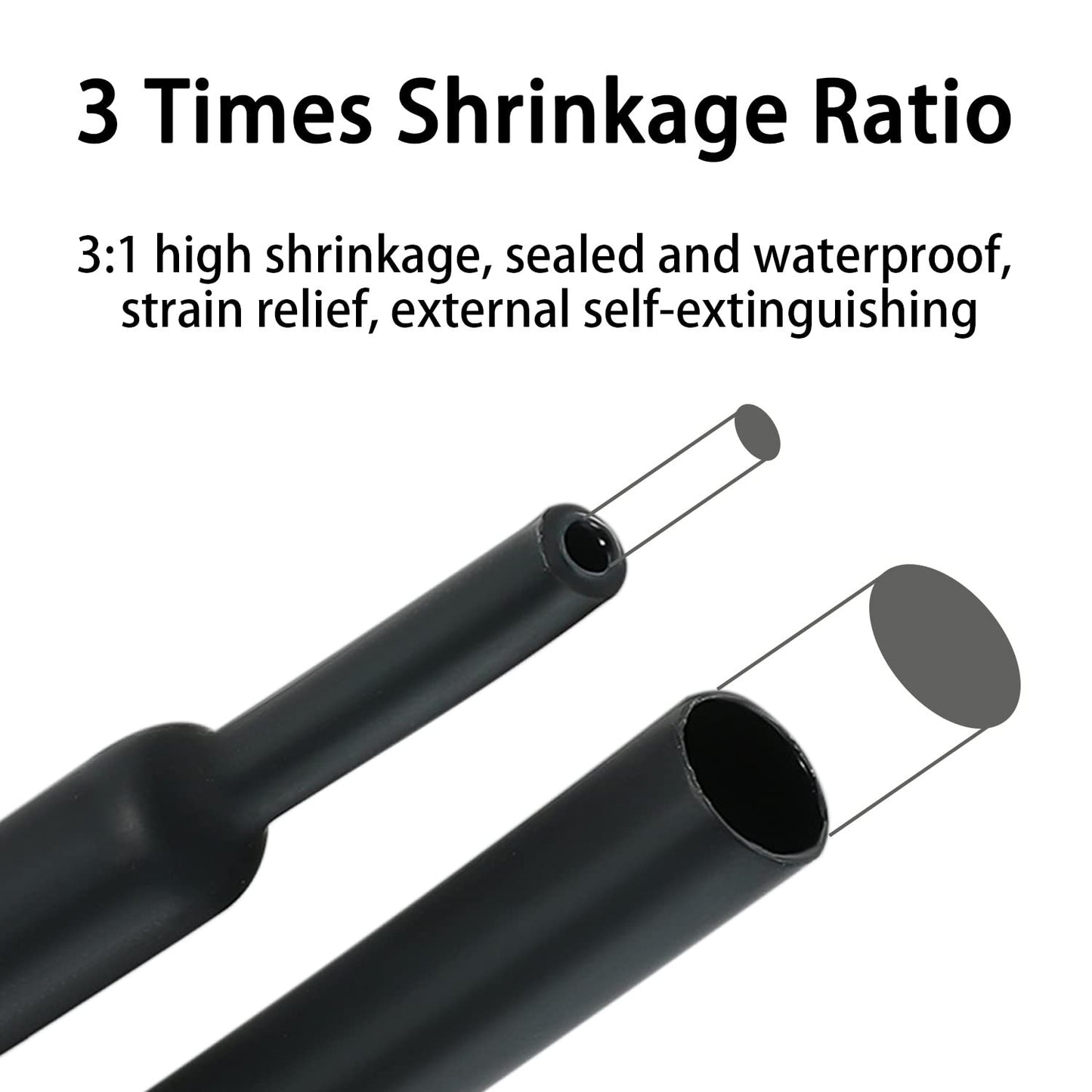 3:1 Ratio Heat Shrink Tubing Roll Adhesive Lined Industrial Marine Grade Dual Wall Heat Shrink Tube Waterproof and Sealed Black (1-1/2 inches(40 mm), 30 Feet)