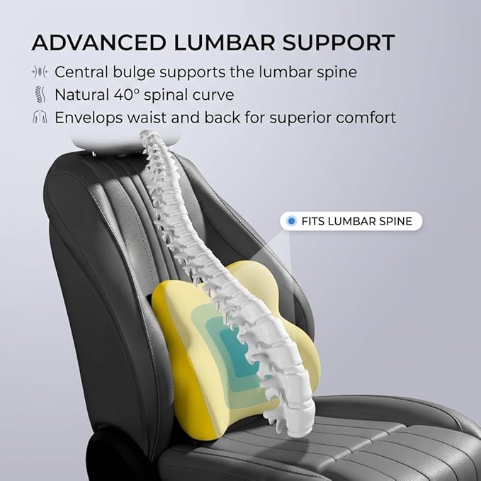 Car Headrest Pillow & Lumbar for Audi A3 2002-2020, Car Seat Neck Pillow Back Support, Breathable All-Season Automotive Seat Cushions, 2PCS,A Black