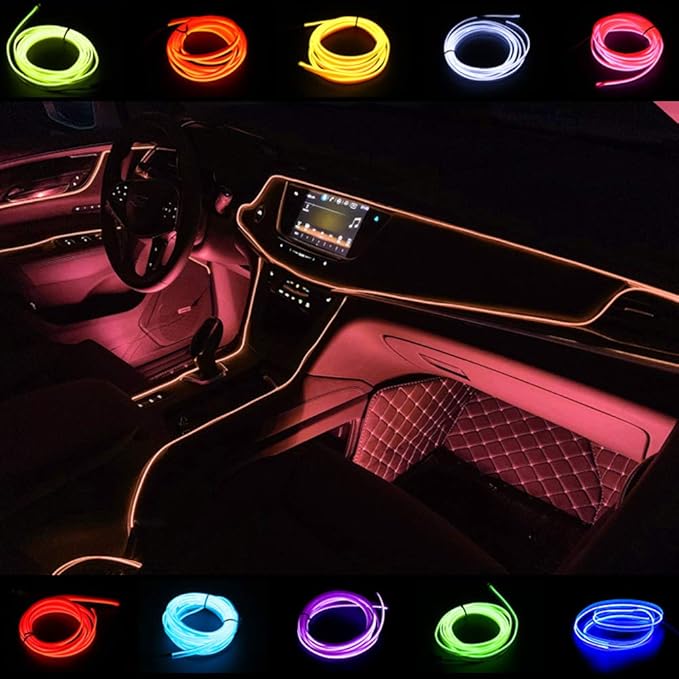 ABALDI Car Light El Wire Car Interior Trim Light Strip for Car Interior Decoration(3m/9ft,Pink)