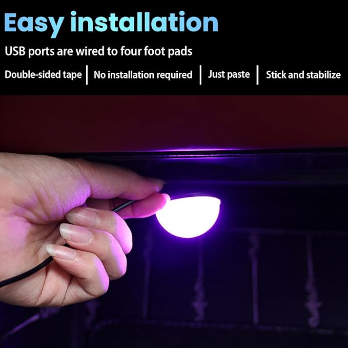 BESULEN Car Interior LED Lights, Automotive Ambient Neon Light Kit with USB Port, Car Accessories, Gifts for Men and Women, 4 in 1 Decoration Lights for Car, Garden, Home, Party（Yellow）