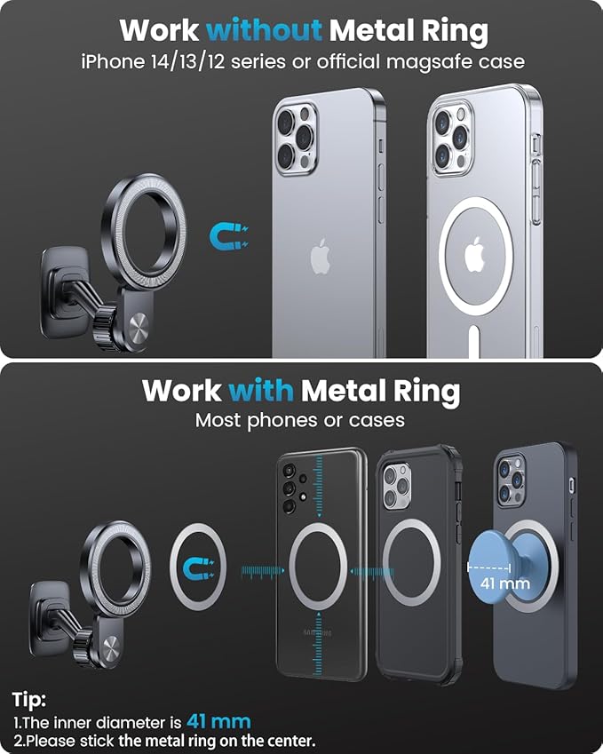 APPS2Car 2-Pack Compatible for Magsafe Phone Holder for Car - Designed for iPhone 17/16/15/14/13/12 Official Magsafe Case