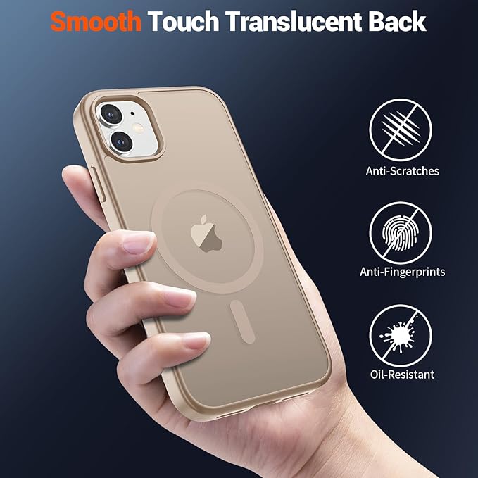 SUPFINE Magnetic for iPhone 12 Case/iPhone 12 Pro Case (Compatible with MagSafe)(Military Grade Drop Protection) Slim Translucent Matte with Anti-Fingerprint Phone Case,Desert Gold