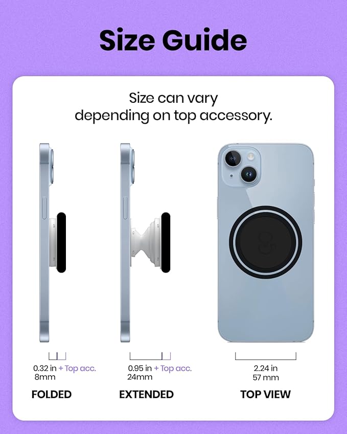 On The Grip Compatible with Magsafe Ultra-Thin Collapsible Phone Grip – Sleek Magnetic Phone Holder for iPhone & Android, 360 Rotation, Wireless Charger Compatible, Durable & Portable (Turquiose)