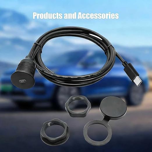 Single Port USB C 2.0 Male to USB C 2.0 Female Extension Cable,Flush Mount Waterproof Panel Cable for Car,Truck,Boat,Motorcycle Dashboard 3.3ft