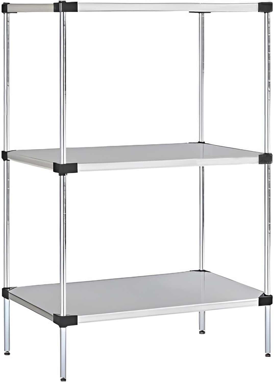 Omega Solid Stainless Steel Shelves, 24" Deep x 60" Wide x 34" High 3 Tier Heavy Duty Solid Shelving Unit for Kitchen Garage Office Restaurant Warehouse 800-lb Per Shelf Weight Capacity