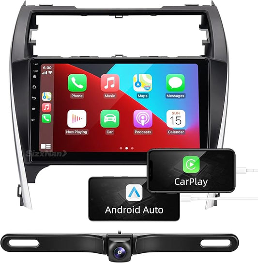 for Camry Android Radio Touch Screen Compatible with Carplay Android Auto,Car Stereo Bluetooth Navigation Media Player GPS WiFi FM/AM Rear Camera Head Unit for Toyota Camry 2012 2013 2014