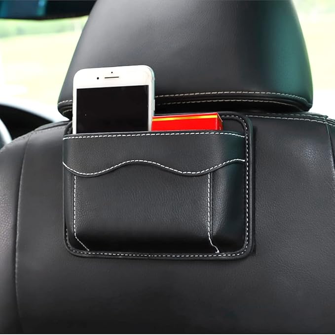 Moly Magnolia Car Seat Side Pocket Organizer, American Flag PU Leather Storage Bag, Pen Phone Holder Tray Pouch Seat Gap Filler, Interior Accessories for Auto Door Window Console (Gray)