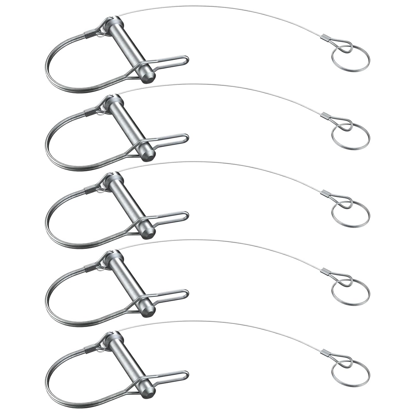 5Pcs Trailer Coupler Pin 5/16x 1-3/4（WxL） Prevents Loss Trailer Hitch Locking Pin with Plastic Coating Tether Steel Quick Release Ring for Shaft Trailer Tongue