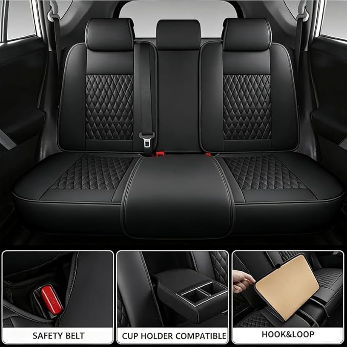 Car Seat Covers Full Set Custom Fit for Chevrolet/Chevy Sonic 2011-2020 - Premium Faux Leather with Lumbar Support | Breathable, Waterproof, Anti-Slip, Durable (Black,Full Set)