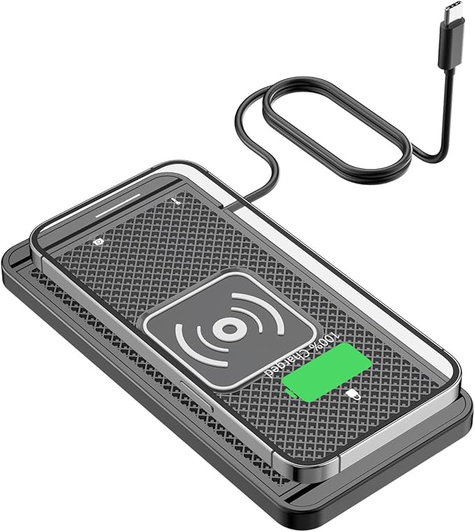 Wireless Charging Pad for Car for Nissan Terra Kicks Teana Rogue Tiida, 15W Fast Wireless Charger Mat Non-Slip Silicone Car Center Console Phone Charging Pad,A/15W-Type-c