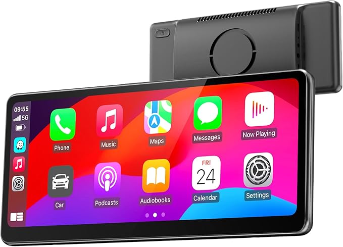 MINIX [2026 Fully Laminated Screen] 60fps Portable Wireless Carplay Car Stereo 8.9 Inch 1920 * 720 HD Touchscreen for Carplay&Android Auto Car Stereo Receiver Supports Steering Wheel Controls