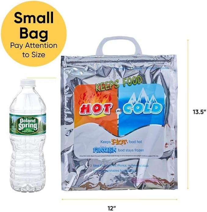 Superio Hot and Cold Insulated Bags for Food Delivery, Grocery Shopping Bags, Food Storage for Hot and Frozen Food for Travel, Disposable Cooler Bag, Reinforced Thermal Lunch Bag (5, 12"x13.5")