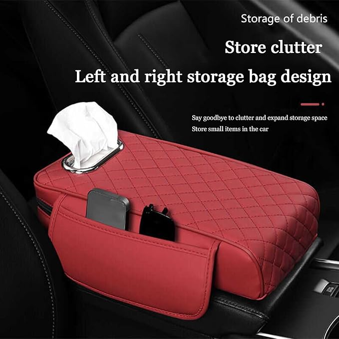 Car Center Console Cover for Lexus RX SUV RX 300 /RX 350 /RX 350L /RX 350 L F/RX 450h /RX 450hL, Leather Car Arm Rest Cover, Car Armrest Cushion with 2 Storage Bags Car Center Console Armrest Pad