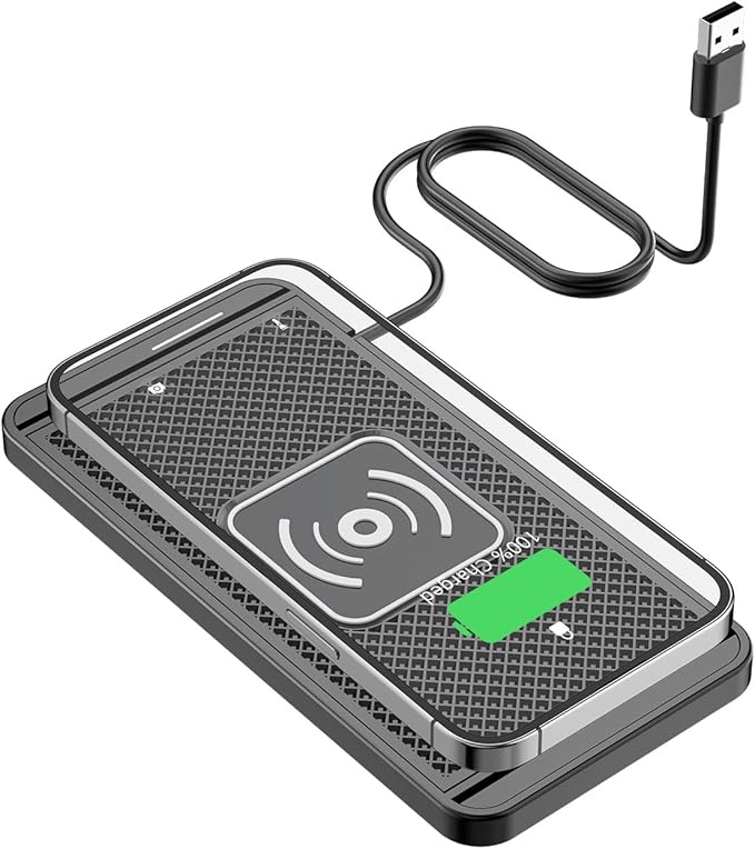 Wireless Charging Pad for Car for Chevrolet Silverado 1500 LT, 15W Fast Wireless Charger Mat Non-Slip Silicone Car Center Console Phone Charging Pad,B/15W-USB
