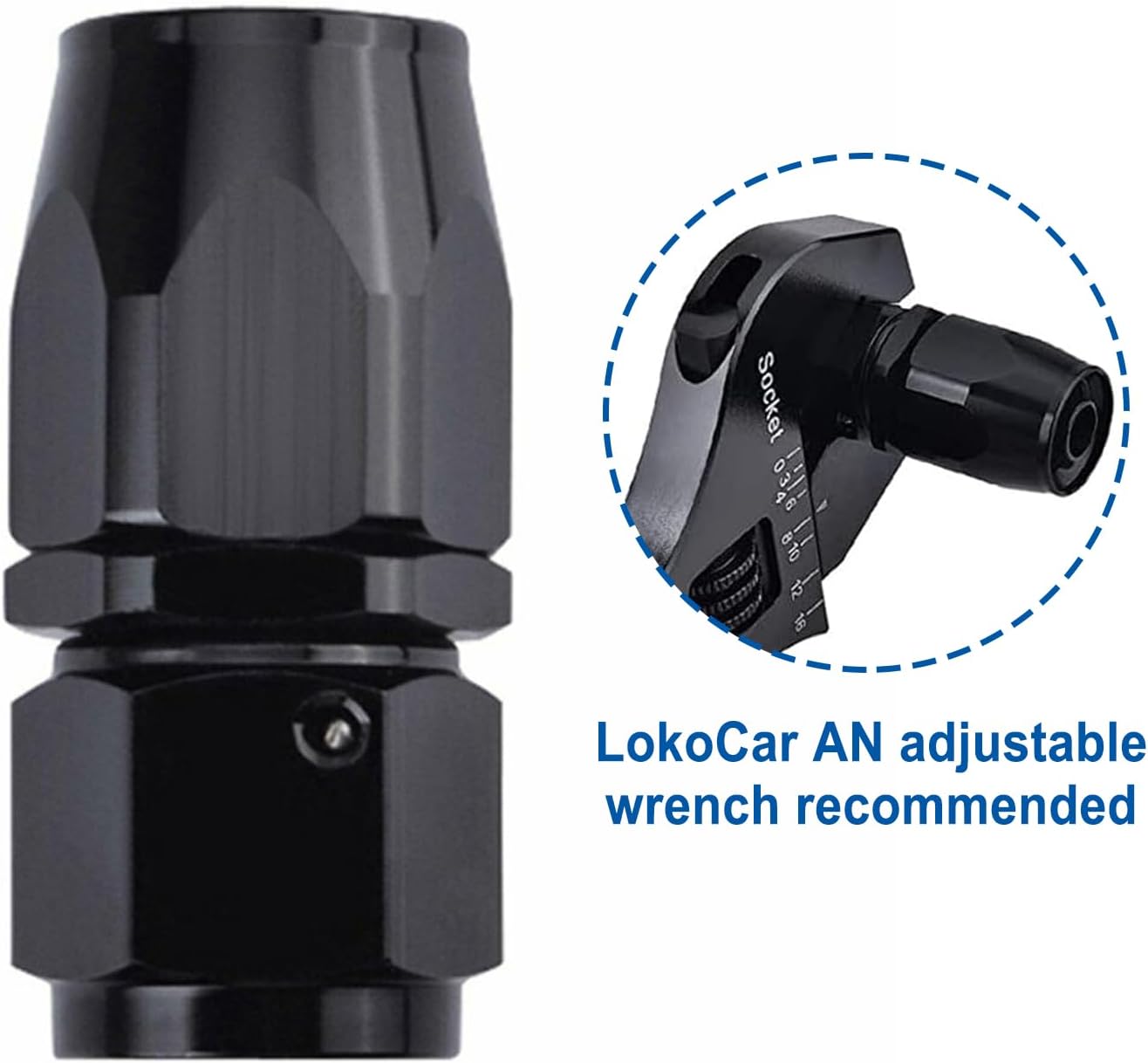 LokoCar 12AN Hose End Fitting 0 Degree Straight Swivel For CPE Braided Hose Black 2Pcs