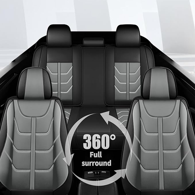TTX LIGHTING Car Seat Covers fit for Subaru Crosstrek 2016-2026 Full Set: Premium Leather Automotive Seat Cover with Airbag Compatible Waterproof (5 Seats, Black & Gray)