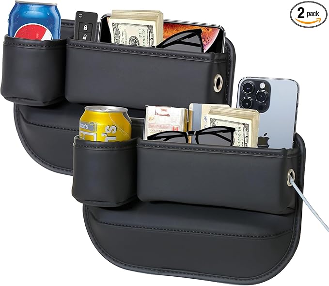 Anti-Drop Car Seat Gap Filler Organizer, Premium Leather Console Organizer, Easy Access to Phone/Keys, Universal Fit for Car SUV Truck Multi-Purpose Essentials Organizer(2PC)