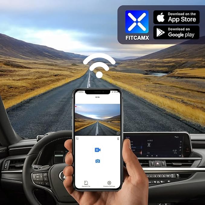 Fitcamx Front 2160P+Rear 1080P Dash Cam Adapts for Lexus ES 2019-2025 ES350 ES300h ES250 F Sport, OEM Style, Dual HD Video, Built-in WiFi & APP, Loop Recording, G-Sensor, Easy to Use, 128GB Card