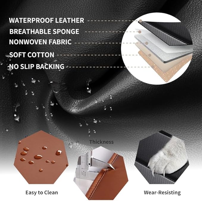 Car Seat Covers Full Set Custom Fit for Chevy Trax 2015-2026-Premium Faux Leather with Lumbar Support, Breathable, Waterproof, Anti-Slip, Durable, Easy to Install (Black&Brown,Full Set)