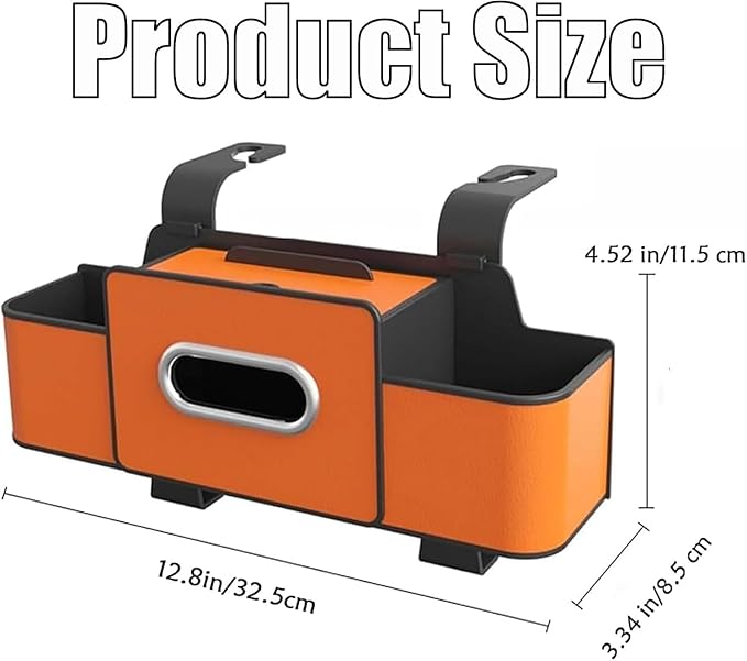 Car Organizers and Storage Box Behind Seat, Car Organizers and Storage Back Seat, With Multiple Pockets, Hanging Car Seat Storage Travel Essentials, Snacks, Bottles (Orange)