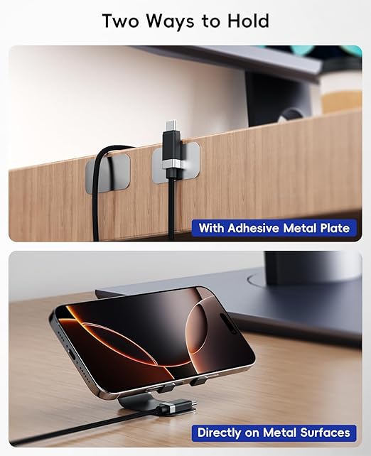 Magtame StayCable 2Pack USB A to USB C Cable with Magnetic Holder 5FT, 3A Fast Charging Type-C Charger Cord, Anti-Drop Nylon Braided Cable for iPhone 17/16, Galaxy, Bedside, Desk, Car Cord Management