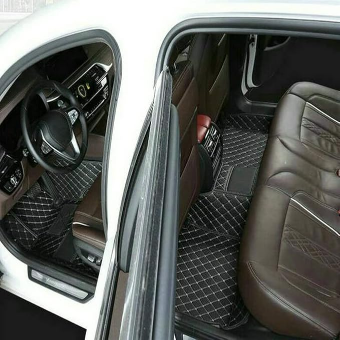 TREGOO All Weather Car Mats Custom Fit Non Slip Floor Mats for 1998-2025 Cars Personalized Leather Protection Pads Suitable for Men Women (White)