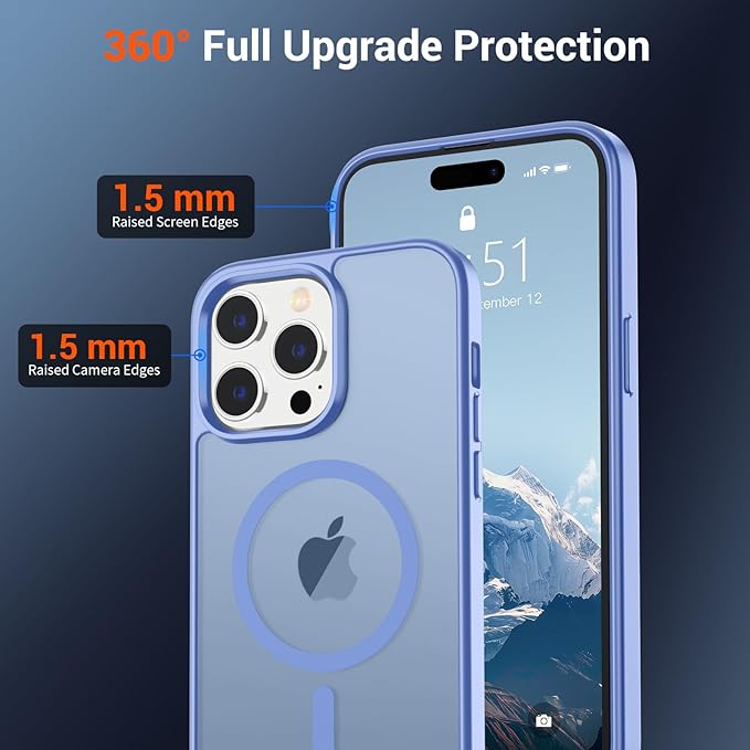 SUPFINE Magnetic for iPhone 14 Pro Case (Compatible with MagSafe) (Military Grade Drop Protection) Slim Translucent Matte Shockproof Phone Cover,Blue Purple