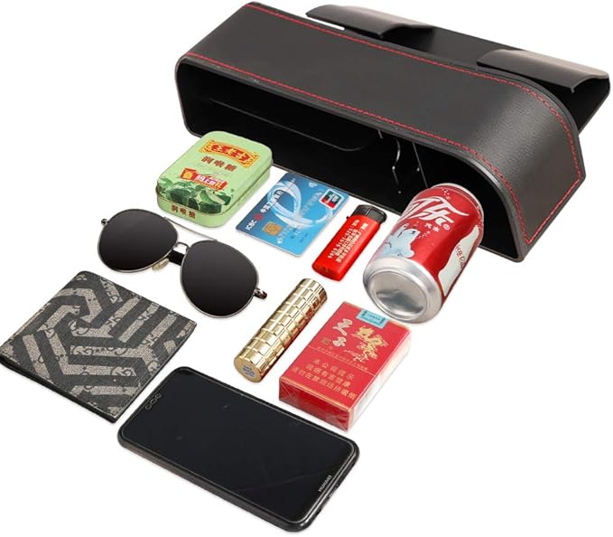 Car Seat Gap Filler Organizer, Car Organizer Front Seat, Pack Auto Console Side Storage Box with Cup Holders,Car Organizers and Storage for Holding Phone, Sunglasses, Wallet 1PC(black&red line)
