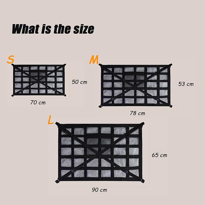 Overhead Car Organizer, Compatible with Ford F-150 XL/Raptor 2010-2025 Car Roof Storage Net Universal Car Ceiling Storage for Camping Storage Bag,Beige-Medium