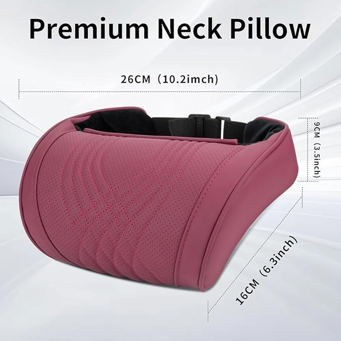 Car Headrest Memory Foam Neck Pillow for Driving with Leather Cover Soft Comfortable Seat Head Pillow Cushion for Most Cars SUV Sedan Home Office Red (2PC)