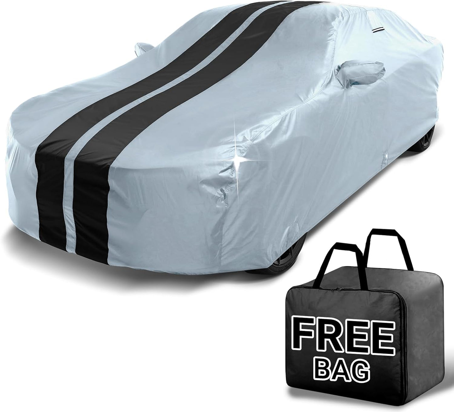 iCarCover Custom Car Cover for Buick Lesabre (1986-1991) Waterproof All-Weather Rain Snow UV Sun Protector Full Exterior Indoor Outdoor Car Cover (Stripe - Gray/Black)