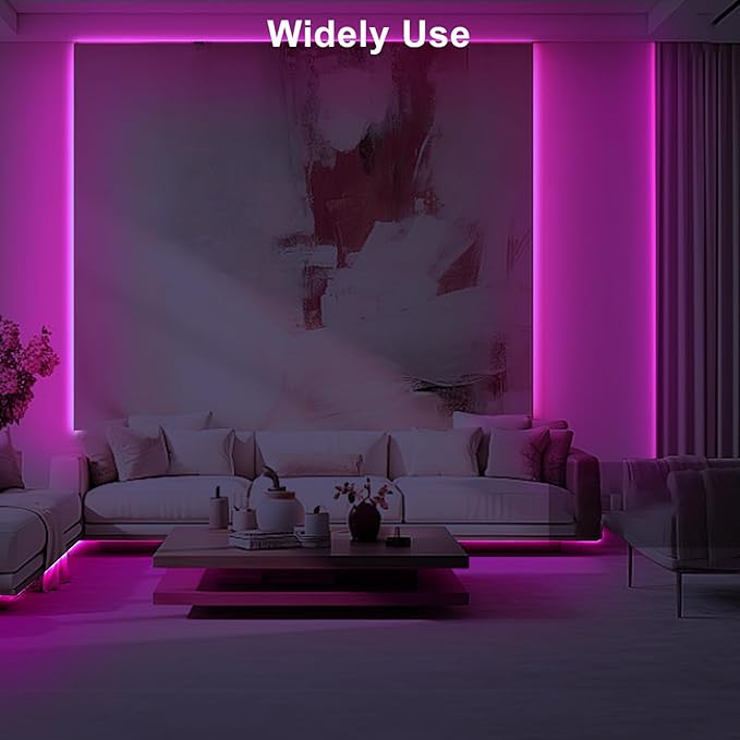 Tatazone 32.8ft Pink COB Led Strip Lights with RF Remote, Dimmable Bright Adhesive Indoor Led COB Light Strip for Cabinet, Painting, Room, Bed
