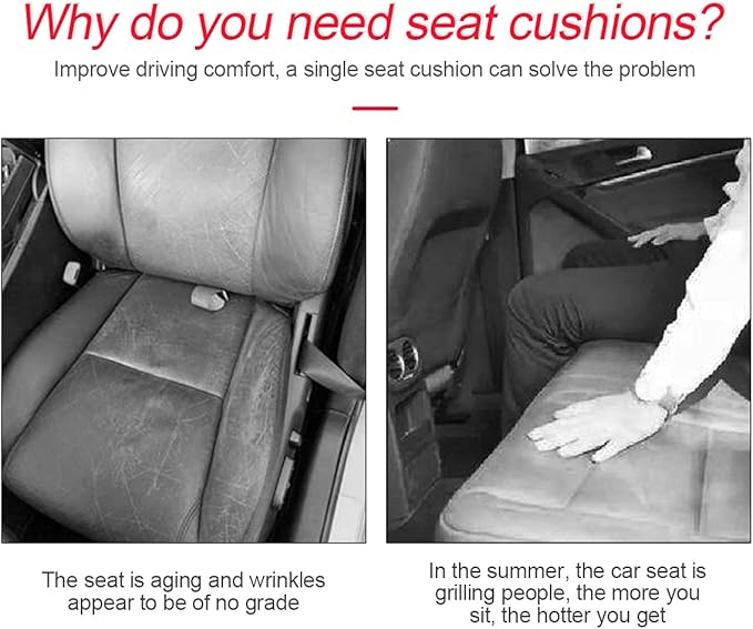 3PCS Set Car Seat Cushion for Front and Back Seat, 3D Soft Linen Breathable Auto Seat Cover, Comfort Non-Slip Rubber Bottom Universal for Most Cars (Black/Gold/3PCS)