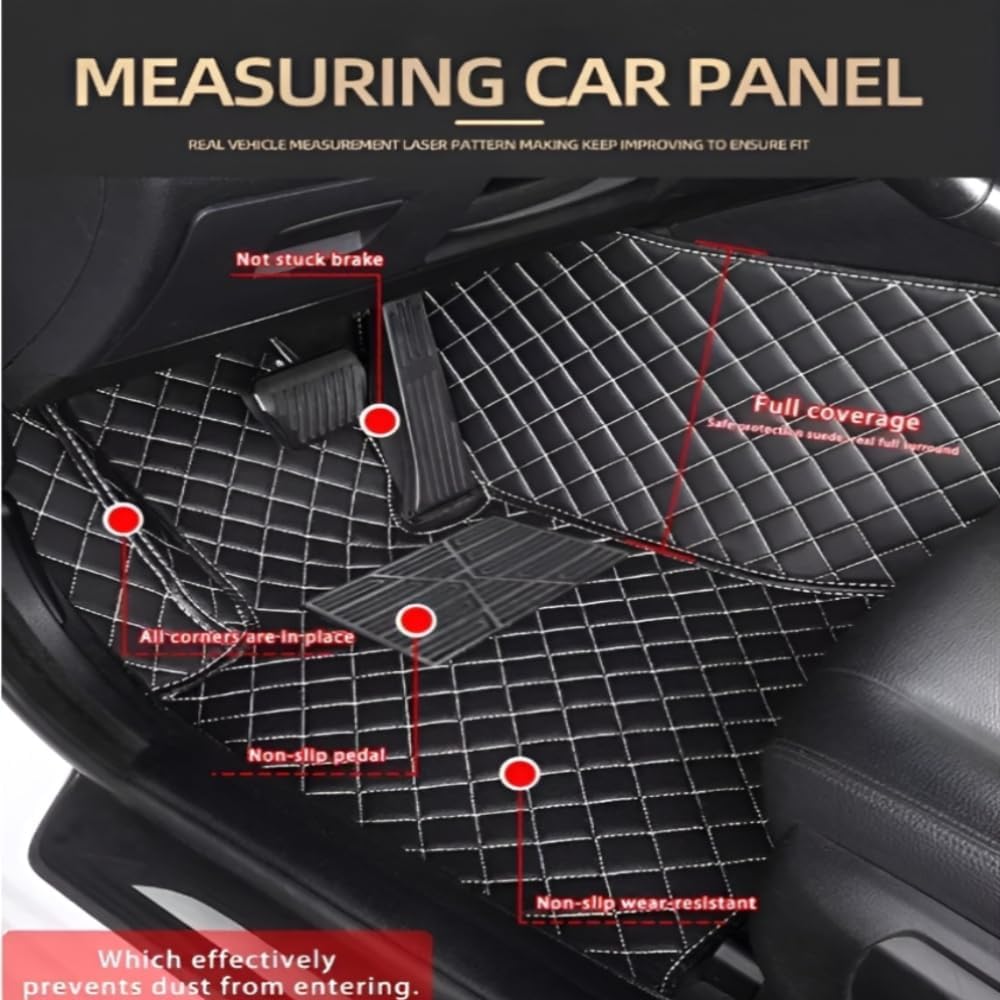 Add Personal Touch to Your Vehicle with IMEISH Customizable Logo Text Car Mats for 99% of vehiclesPads Protection Non-Slip Leather Floor Liners (Blue and Black Beige)