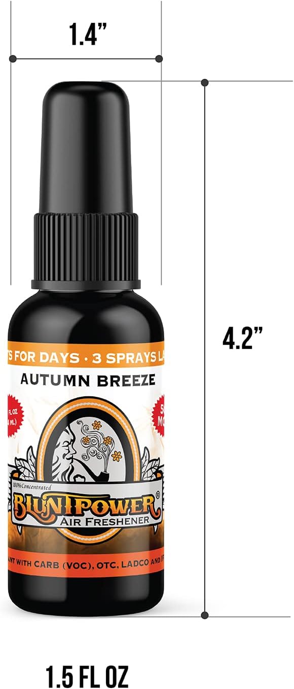 BluntPower (Autumn Breeze, 1 Pack) Concentrated Air Freshener for Room and Car Spray - Oil-Based Diffuser Spray Bottle - Long-Lasting Bathroom Spray, Car Freshener, & Odor Eliminator Spray