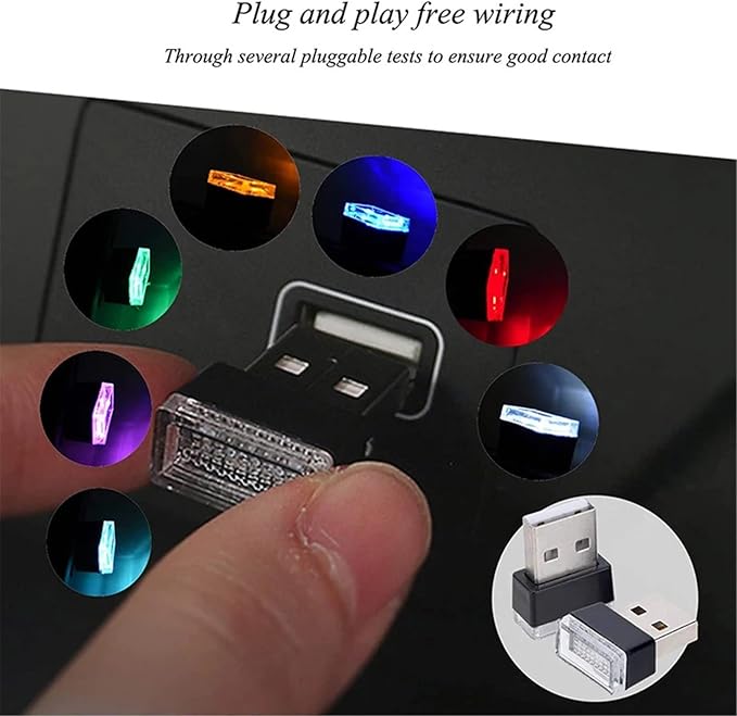 1/4/10 PCS USB LED Light Car Interior Styling Atmosphere Decorative Lamps Mini Universal Portable Ambient Lighting Kit Red Bule(10 PCS_Blue)