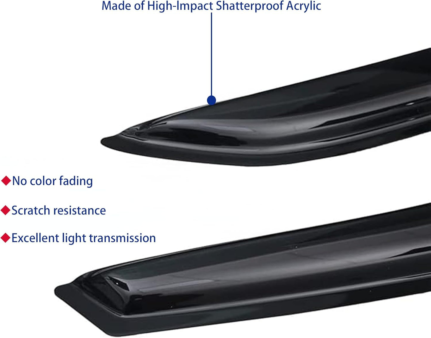 Window Visors Rain Guards fits 2011-2016 Elantra Sedan (EXCLUDES Elantra GT), Out-Channel Window Wind Deflectors Vent Shades Accessories, Dark Smoke 4 Pcs, 2012 2013 2014 2015
