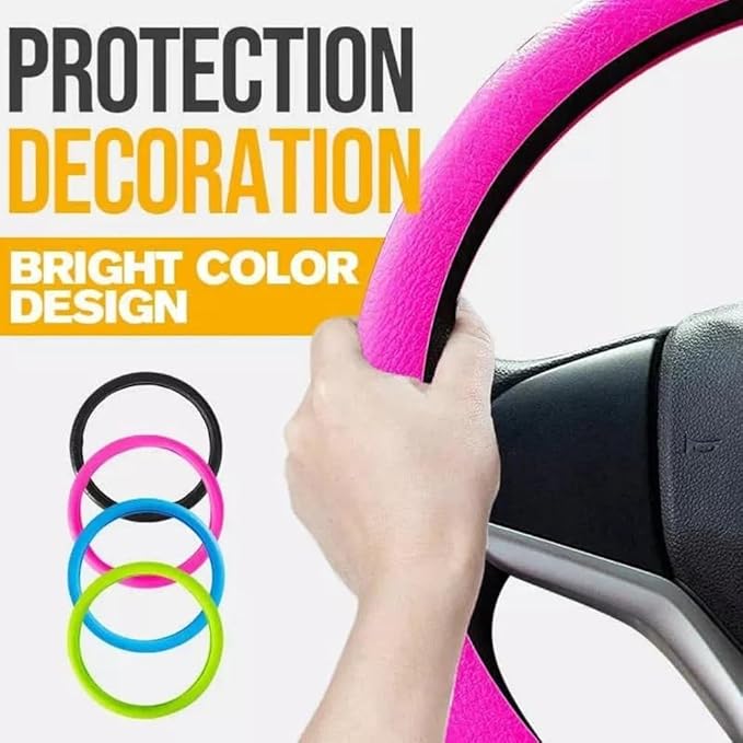 Car Steering Wheel Protective Cover, Silicone Steering Wheel Cover Grip, Cool Non-Slip Thin Steering Wheel Protector, Stretchy, Silent, Fits 13/14/15/16 inch Wheels (Purple)