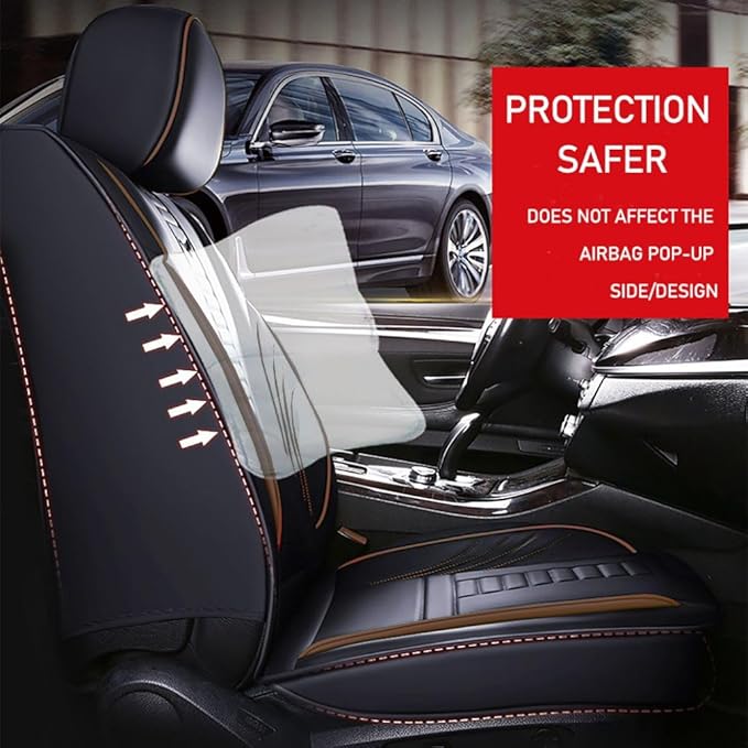 for Toyota RAV4 2008-2025 Car Seat Covers, Full Coverage Customized Seat Covers Premium Leather Waterproof Stain-Resistant Easy to Install (Front Set with Pillows, Black&Coffee)
