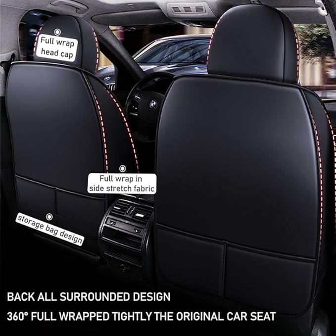 for Toyota CHR Seat Covers 2018-2026, Full Coverage Customized Car Seat Covers, Premium Leather Waterproof Stain-Resistant Easy to Install (Standard 5 Seats, Black&Coffee)
