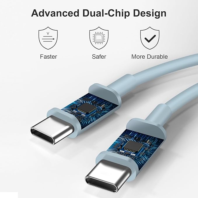 USB C Charger Type C Charger Fast Charging 10FT 45W Samsung Chargers 2-Pack with iPhone Air/17/17 Plus/17 Pro/17 Pro Max/16/16 Plus/16 Pro/16 Pro Max/15/15 Pro Max/iPad Pros/Galaxy S25 S24(Blue)