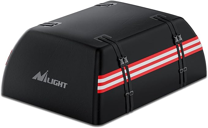 Nilight Car Roof Bag 21 Cubic Feet Waterproof Rooftop Cargo Carrier,Suitable for All Vehicle with/Without Rack - Waterproof Zip,Reflective Strip,Anti-Tear 840D PVC, with Anti-Slip Mat
