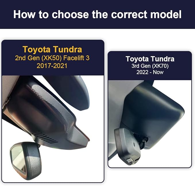 Fitcamx 4K Dual Cam Suitable for Toyota Tundra 2017 2018 2019 2020 2021 & Sequoia 2017-2022 Limited SR5 Platinum, OEM Look, Front 2160P Rear 1080P HD Video, Loop Recording WiFi, G-Sensor 128GB Card