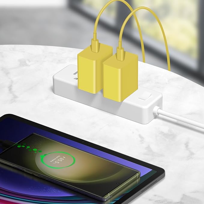 USB C Charger Type C Charger Fast Charging 10FT 45W Samsung Chargers 2-Pack with iPhone Air/17/17 Plus/17 Pro/17 Pro Max/16/16 Plus/16 Pro/16 Pro Max/15/15 Pro Max/iPad Pros/Galaxy S25 S24(Yellow)